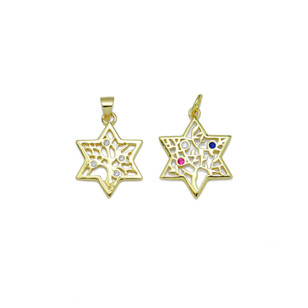 Colorful CZ Jewish Star of David Pendant, Sku#LX600