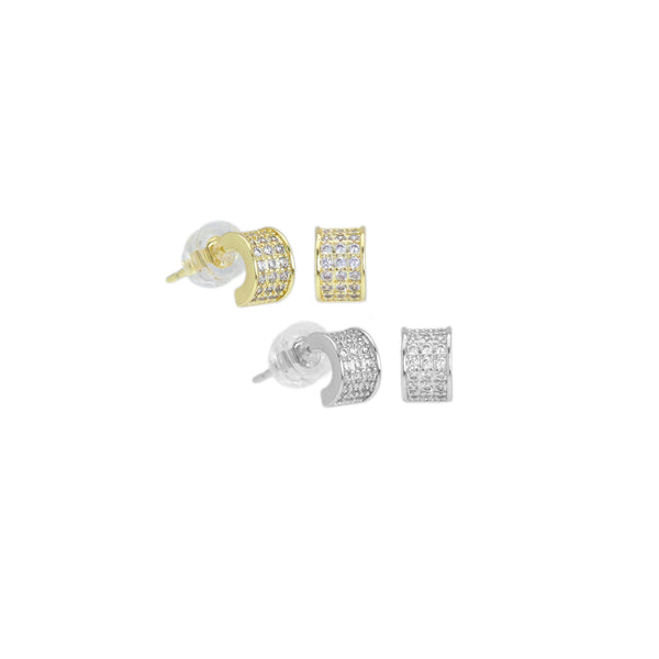 Clear CZ Gold Silver Tiny Stud Earrings, Sku#LX617