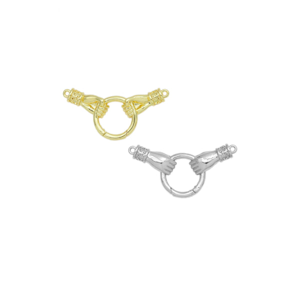 Gold Silver Hands With Round Ring Pendant Clasp Connector, Sku