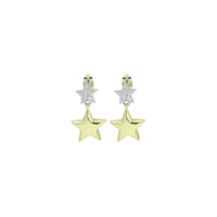 Gold Silver Dual color Five Point Star Dangle Earrings, Sku#LX665