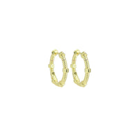 Slippy Gold Screw Stud Hoop Earrings, Sku#LX679