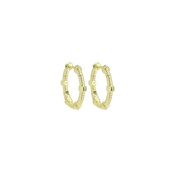 Slippy Gold Screw Stud Hoop Earrings, Sku#LX679