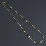 Gold bar Chain Necklace, Sku#LX703