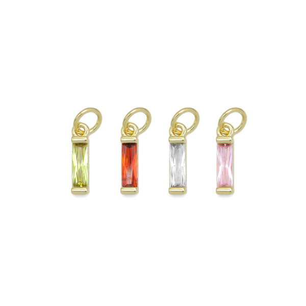 Crystal Gold Rectangle Bar Shape Charm Pendant, Sku#LX704
