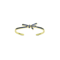 Baguette Cobalt CZ Gold Bow Knot Adjustable Bracelet, Sku#LX722