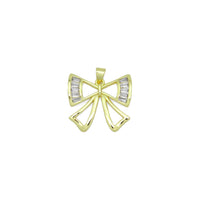 Baguette CZ Gold Bow  Shape Charm Pendant, Sku#LX747