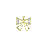 Baguette CZ Gold Bow  Shape Charm Pendant, Sku#LX747