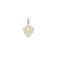 Dual Color CZ Gold North Star On Shield Charm Pendant, Sku#LX749