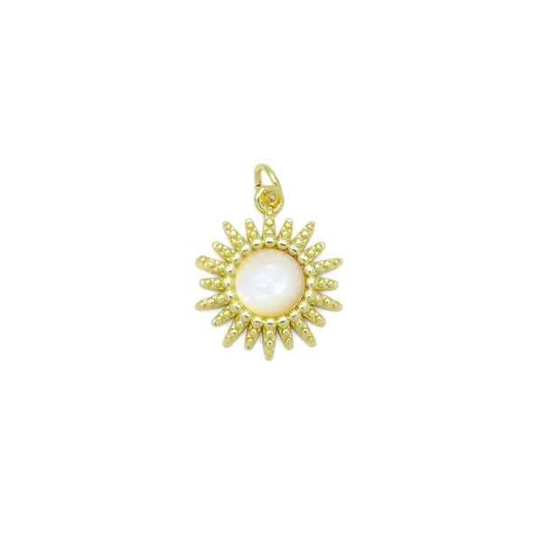 Opal Stone Sun Flower Shape Charm Pendant, Sku#LX751