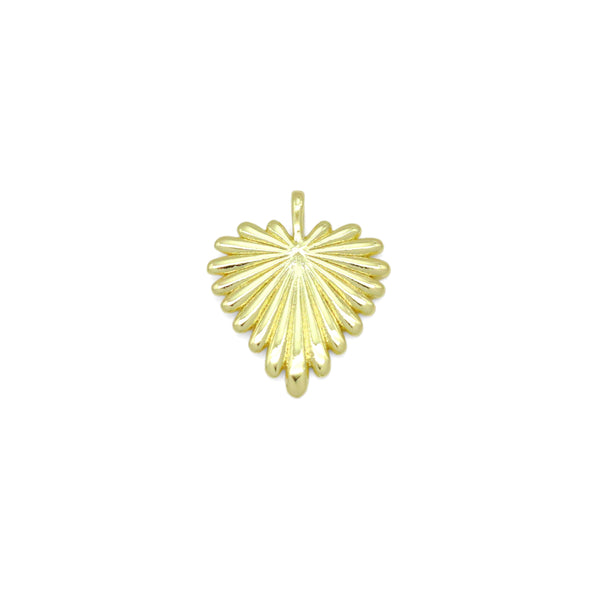 Radial Gold Heart Leaf Shape Charm Pendant, Sku#lx756