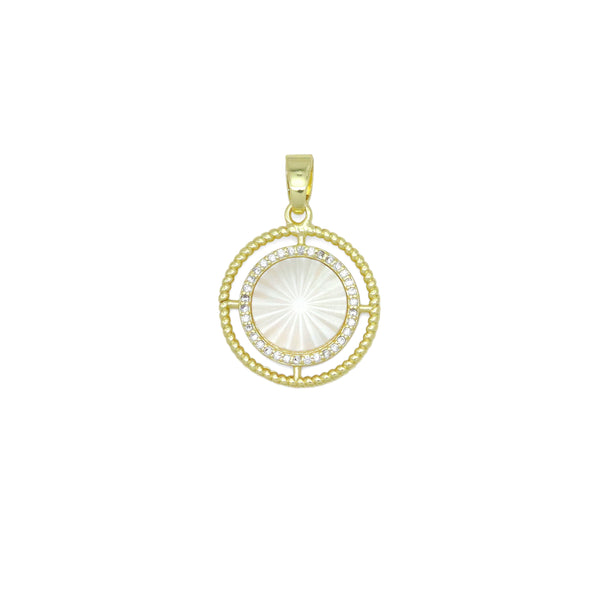 Radical Mother of Pearl Charm Pendant with hollow out ring, Sku#LX763