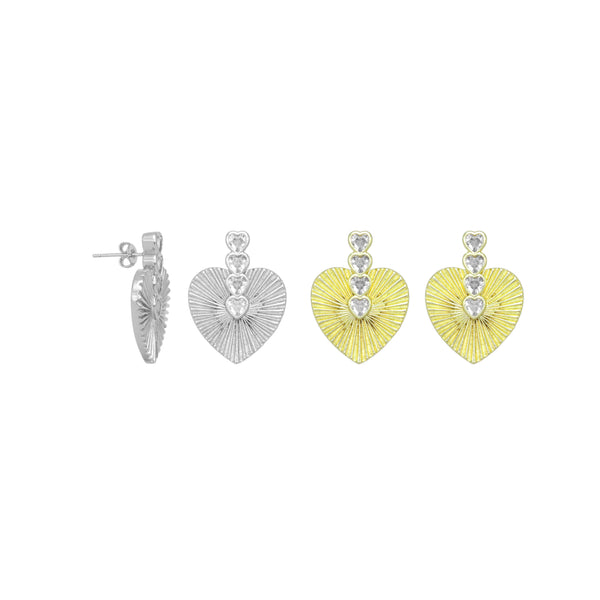 Gold Silver Radical Heart Shape Stud Earrings, Sku#LX767