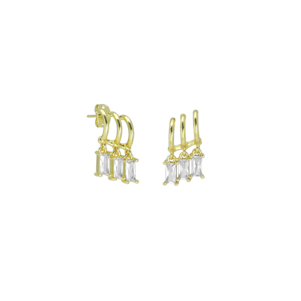 Rectangle CZ Dangle Stud Earrings, Sku#LX769
