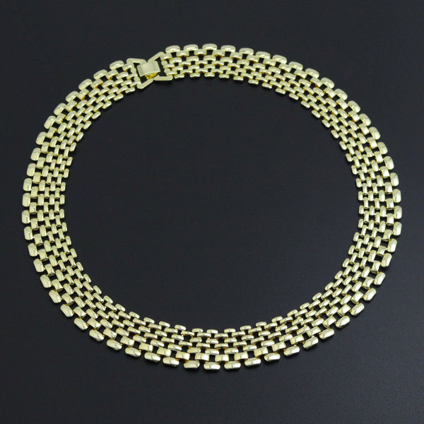 Gold Watch Band Link Necklace, Sku#LX781