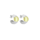 Gold Silver Dual Color Hoop Earrings, Sku#LX784