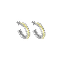 Gold Silver Dual color Spike Hoop Earrings, Sku#LX785