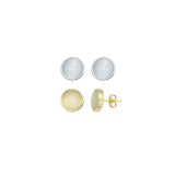 Gold Silver Moonstone cat's eye Stud Earrings, Sku#LX786