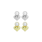 Gold Silver Pearl Puffy Heart Stud Earrings, Sku#LX787