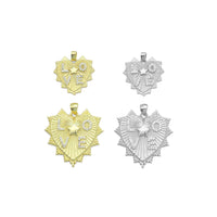 CZ Love Star Heart Charm Pendant, Sku#LX792