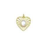 Oval Opal Stone Heart Shape Charm Pendant, Sku#LX797