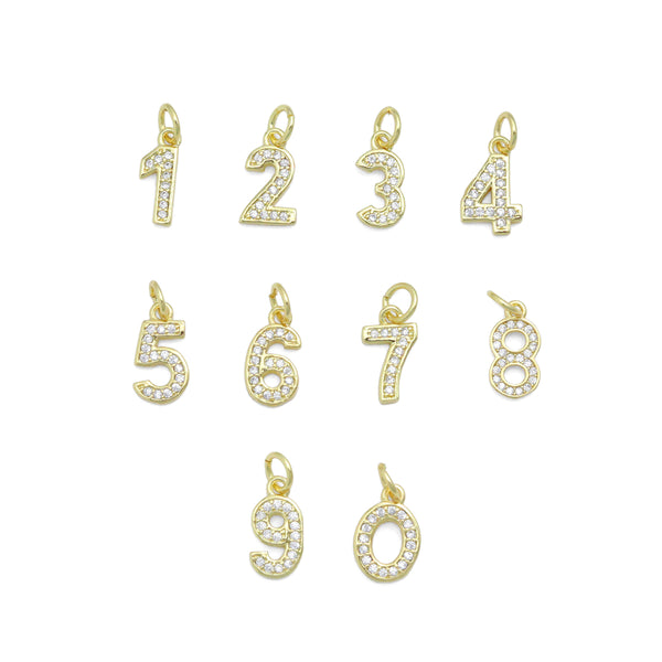 Clear CZ Ten Arabic Numer  Charm Pendant, Sku#LX798