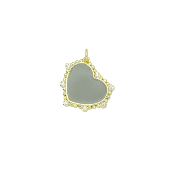 Gray Enamel Heart Shape Charm Pendant, Sku#LX801