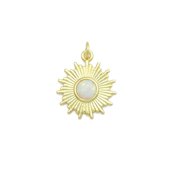 White Opal Sunburst Charm Pendant, Sku#LX807