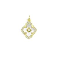 Mop Pearl Oval Flower with Star Charm Pendant, Sku#LX808