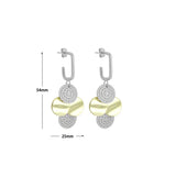 Gold Silver Dual color Disc Statement Earrings, Sku#LX829