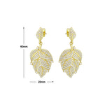 Clear CZ Gold Leaf Shape Stud Earrings, Sku#LX835