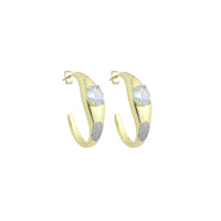 Large oval diamond hoop Earrings , Sku#LX837