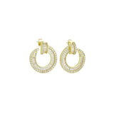 Baguette CZ Gold Circle Earrings, Sku#LX838