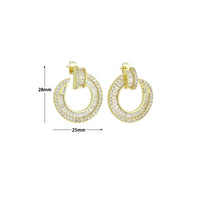 Baguette CZ Gold Circle Earrings, Sku#LX838