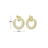 Baguette CZ Gold Circle Earrings, Sku#LX838