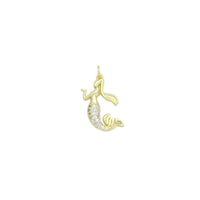 Clear CZ Gold Mermaid Charm Pendant,Sku#LX845