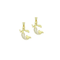 Clear CZ Gold Mermaid Charm Pendant,Sku#LX845