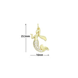 Clear CZ Gold Mermaid Charm Pendant,Sku#LX845