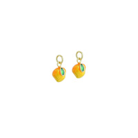 Yellow Orange Enamel Mango Gold Charm Pendant,Sku#LX848