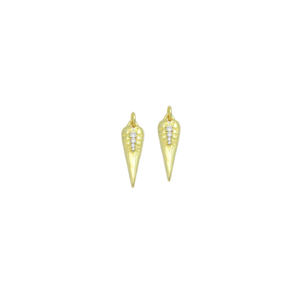 Clear CZ Gold Long Triangle Carrot Charm Pendant,Sku#LX849