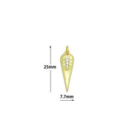 Clear CZ Gold Long Triangle Carrot Charm Pendant,Sku#LX849