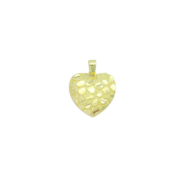 Gold Nugget Textured Heart Charm Pendant,Sku#LX855