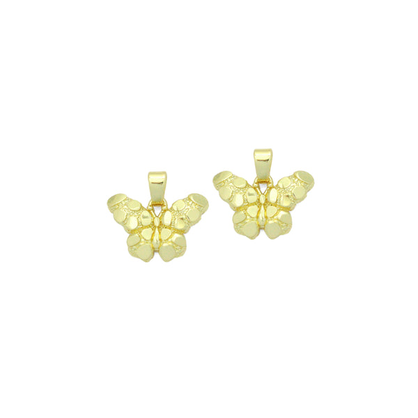 Gold Nugget Texture Butterfly Charm Pendant,Sku#LX856