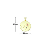 Colorful CZ North Star Coin Gold Charm Pendant,Sku#LX859