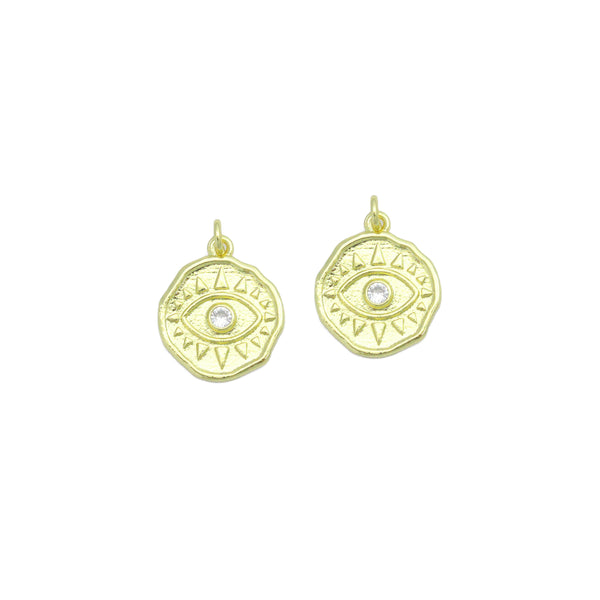 Gold Evil Eye Coin Charm Pendant,Sku#LX866