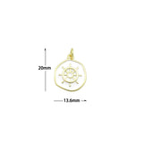 White Enamel Ship Wheel Coin Charm Pendant,Sku#LX871