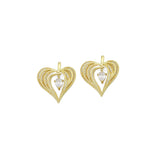 Teardrop CZ Gold layered Heart Charm Pendant,Sku#LX874