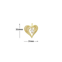 Teardrop CZ Gold layered Heart Charm Pendant,Sku#LX874