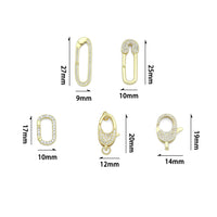 CZ Paperclip Safety Pin Rectangle Oval Push Clasp, Carbiner clasp ,Sku#LX883