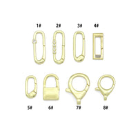 Gold Paperclip Rectangle Padlock Lobster Clasp, Push stylel clasp, Sku#LX885