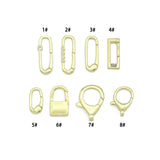 Gold Paperclip Rectangle Padlock Lobster Clasp, Push stylel clasp, Sku#LX885